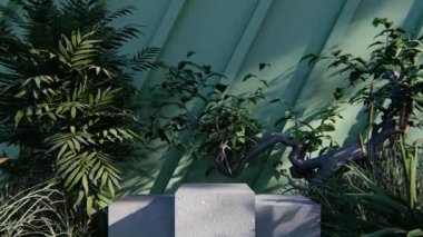 Doğal arka plan ürünü orman boş yeşil doğal ekran podyumu kozmetik. Güzellik platformu yaz kaidesi sahnesi açık hava desenli bitki tropikal. Ağaç taşı yaprağı bahçesi terfisi taze model.