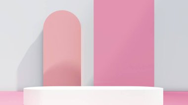Sevgililer Günü podyum kaidesi ürün sahnesi minimum model arkaplanı. Sevgililer Günü sahnesi geometrik stüdyo vitrinleri soyut modern ışık gösterisi. şekil gerçekçi boş arkaplan.