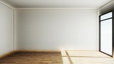 Boş iç oda gölge duvarı arka planı mimari güneş ışığını taklit ediyor. boş ev modern pencere ışıklandırması daire tasarımı ev içinde beyaz ev. boş küçük konsept arkaplan parlak temiz.