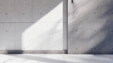 Boş iç oda gölge duvarı arka planı mimari güneş ışığını taklit ediyor. boş ev modern pencere ışıklandırması daire tasarımı ev içinde beyaz ev. boş küçük konsept arkaplan parlak temiz.