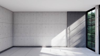 Boş iç oda gölge duvarı arka planı mimari güneş ışığını taklit ediyor. boş ev modern pencere ışıklandırması daire tasarımı ev içinde beyaz ev. boş küçük konsept arkaplan parlak temiz.