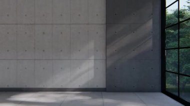 Boş iç oda gölge duvarı arka planı mimari güneş ışığını taklit ediyor. boş ev modern pencere ışıklandırması daire tasarımı ev içinde beyaz ev. boş küçük konsept arkaplan parlak temiz.