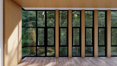 Boş iç oda gölge duvarı arka planı mimari güneş ışığını taklit ediyor. boş ev modern pencere ışıklandırması daire tasarımı ev içinde beyaz ev. boş küçük konsept arkaplan parlak temiz.