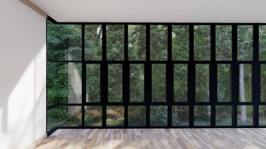 Boş iç oda gölge duvarı arka planı mimari güneş ışığını taklit ediyor. boş ev modern pencere ışıklandırması daire tasarımı ev içinde beyaz ev. boş küçük konsept arkaplan parlak temiz.