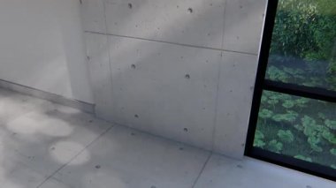 Boş iç oda gölge duvarı arka planı mimari güneş ışığını taklit ediyor. boş ev modern pencere ışıklandırması daire tasarımı ev içinde beyaz ev. boş küçük konsept arkaplan parlak temiz.