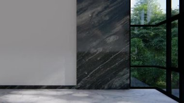 Boş iç oda gölge duvarı arka planı mimari güneş ışığını taklit ediyor. boş ev modern pencere ışıklandırması daire tasarımı ev içinde beyaz ev. boş küçük konsept arkaplan parlak temiz.