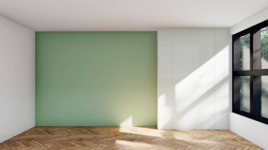 Boş iç oda gölge duvarı arka planı mimari güneş ışığını taklit ediyor. boş ev modern pencere ışıklandırması daire tasarımı ev içinde beyaz ev. boş küçük konsept arkaplan parlak temiz.