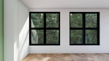 Boş iç oda gölge duvarı arka planı mimari güneş ışığını taklit ediyor. boş ev modern pencere ışıklandırması daire tasarımı ev içinde beyaz ev. boş küçük konsept arkaplan parlak temiz.