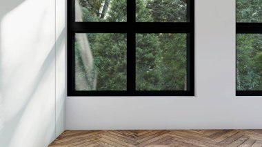Boş iç oda gölge duvarı arka planı mimari güneş ışığını taklit ediyor. boş ev modern pencere ışıklandırması daire tasarımı ev içinde beyaz ev. boş küçük konsept arkaplan parlak temiz.