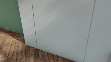 İç oda gölge duvarı arka planı mimari güneş ışığını taklit ediyor. boş ev modern pencere ışıklandırması daire tasarımı ev içinde beyaz ev. boş minimal