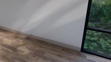 İç oda gölge duvarı arka planı mimari güneş ışığını taklit ediyor. boş ev modern pencere ışıklandırması daire tasarımı ev içinde beyaz ev. boş minimal