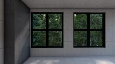 Boş iç oda gölge duvarı arka planı mimari güneş ışığını taklit ediyor. boş ev modern pencere ışıklandırması daire tasarımı ev içinde beyaz ev. boş küçük konsept arkaplan parlak temiz.