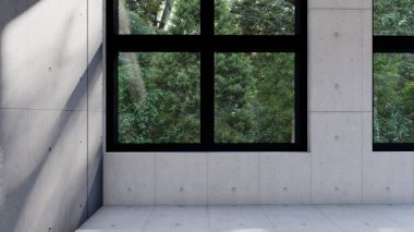 Boş iç oda gölge duvarı arka planı mimari güneş ışığını taklit ediyor. boş ev modern pencere ışıklandırması daire tasarımı ev içinde beyaz ev. boş küçük konsept arkaplan parlak temiz.