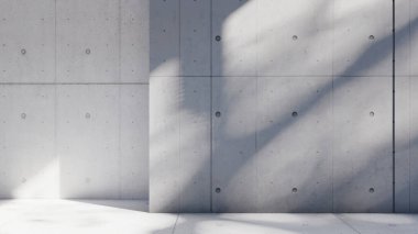 Boş iç oda gölge duvarı arka planı mimari güneş ışığını taklit ediyor. boş ev modern pencere ışıklandırması daire tasarımı ev içinde beyaz ev. boş küçük konsept arkaplan parlak temiz.