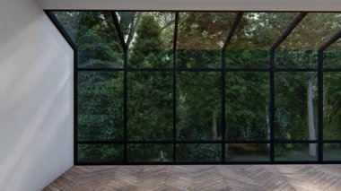 Boş iç oda gölge duvarı arka planı mimari güneş ışığını taklit ediyor. boş ev modern pencere ışıklandırması daire tasarımı ev içinde beyaz ev. boş küçük konsept arkaplan parlak temiz.