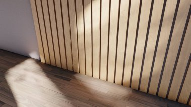 Boş iç oda gölge duvarı arka planı mimari güneş ışığını taklit ediyor. boş ev modern pencere ışıklandırması daire tasarımı ev içinde beyaz ev. boş küçük konsept arkaplan parlak temiz.