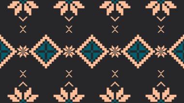 Etnik desen tasarımı arka plan baskısı soyut, dikişsiz vektör tekstili. Etnik stil grafik kumaş süslemesi geometrik dekoratif dekorasyon sanat duvar kağıdı. Etnik sanat çiçekleri.