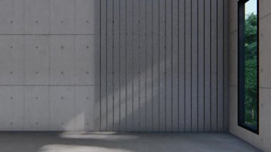 Boş iç oda gölge duvarı arka planı mimari güneş ışığını taklit ediyor. boş ev modern pencere ışıklandırması daire tasarımı ev içinde beyaz ev. boş küçük konsept arkaplan parlak temiz.