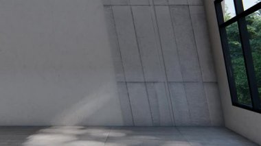 Boş iç oda gölge duvarı arka planı mimari güneş ışığını taklit ediyor. boş ev modern pencere ışıklandırması daire tasarımı ev içinde beyaz ev. boş küçük kavram arkaplanı