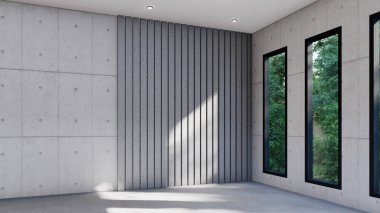 Boş iç oda gölge duvarı arka planı mimari güneş ışığını taklit ediyor. boş ev modern pencere ışıklandırması daire tasarımı ev içinde beyaz ev. boş küçük konsept arkaplan parlak temiz.