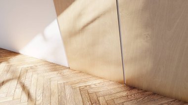 Boş iç oda gölge duvarı arka planı mimari güneş ışığını taklit ediyor. boş ev modern pencere ışıklandırması daire tasarımı ev içinde beyaz ev. boş küçük konsept arkaplan parlak temiz.