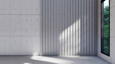 Boş iç oda gölge duvarı arka planı mimari güneş ışığını taklit ediyor. boş ev modern pencere ışıklandırması daire tasarımı ev içinde beyaz ev. boş küçük konsept arkaplan parlak temiz.