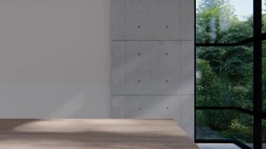 Boş iç oda gölge duvarı arka planı mimari güneş ışığını taklit ediyor. boş ev modern pencere ışıklandırması daire tasarımı ev içinde beyaz ev. boş küçük konsept arkaplan parlak temiz.