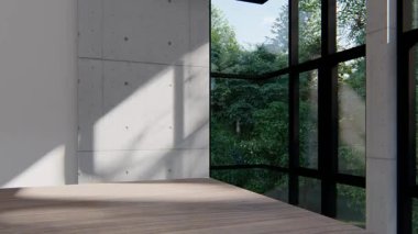 Boş iç oda gölge duvarı arka planı mimari güneş ışığını taklit ediyor. boş ev modern pencere ışıklandırması daire tasarımı ev içinde beyaz ev. boş küçük konsept arkaplan parlak temiz.