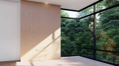 Boş iç oda gölge duvarı arka planı mimari güneş ışığını taklit ediyor. boş ev modern pencere ışıklandırması daire tasarımı ev içinde beyaz ev. boş küçük konsept arkaplan parlak temiz.