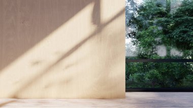 Boş iç oda gölge duvarı arka planı mimari güneş ışığını taklit ediyor. boş ev modern pencere ışıklandırması daire tasarımı ev içinde beyaz ev. boş küçük konsept arkaplan parlak temiz.