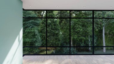 Boş iç oda gölge duvarı arka planı mimari güneş ışığını taklit ediyor. boş ev modern pencere ışıklandırması daire tasarımı ev içinde beyaz ev. boş küçük konsept arkaplan parlak temiz.