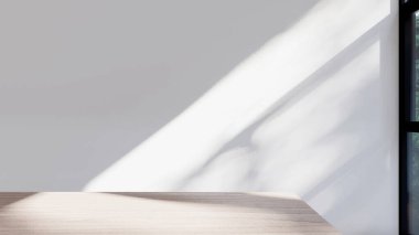 Boş iç oda gölge duvarı arka planı mimari güneş ışığını taklit ediyor. boş ev modern pencere ışıklandırması daire tasarımı ev içinde beyaz ev. boş küçük konsept arkaplan parlak temiz.