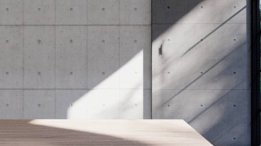 Boş iç oda gölge duvarı arka planı mimari güneş ışığını taklit ediyor. boş ev modern pencere ışıklandırması daire tasarımı ev içinde beyaz ev. boş küçük konsept arkaplan parlak temiz.