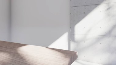 Boş iç oda gölge duvarı arka planı mimari güneş ışığını taklit ediyor. boş ev modern pencere ışıklandırması daire tasarımı ev içinde beyaz ev. boş küçük konsept arkaplan parlak temiz.