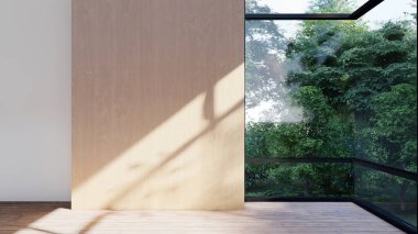 Boş iç oda gölge duvarı arka planı mimari güneş ışığını taklit ediyor. boş ev modern pencere ışıklandırması daire tasarımı ev içinde beyaz ev. boş küçük konsept arkaplan parlak temiz.