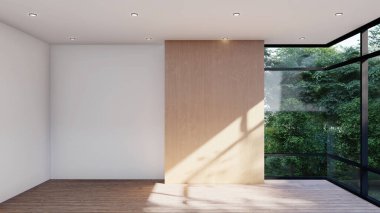 Boş iç oda gölge duvarı arka planı mimari güneş ışığını taklit ediyor. boş ev modern pencere ışıklandırması daire tasarımı ev içinde beyaz ev. boş küçük konsept arkaplan parlak temiz.