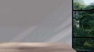 Boş iç oda gölge duvarı arka planı mimari güneş ışığını taklit ediyor. boş ev modern pencere ışıklandırması daire tasarımı ev içinde beyaz ev. boş küçük konsept arkaplan parlak temiz.