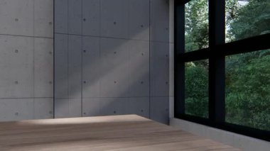 Boş iç oda gölge duvarı arka planı mimari güneş ışığını taklit ediyor. boş ev modern pencere ışıklandırması daire tasarımı ev içinde beyaz ev. boş küçük konsept arkaplan parlak temiz.