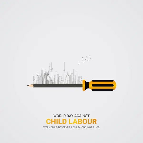 stock vector World day against Child labour. Child labour creative ads design 12 June. vector, 3D illustration.