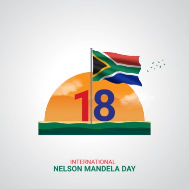 Nelson Mandela uluslararası yaratıcı reklam tasarımı. Nelson Mandela Uluslararası Günü, Temmuz 18, vektör, 3 boyutlu illüstrasyon