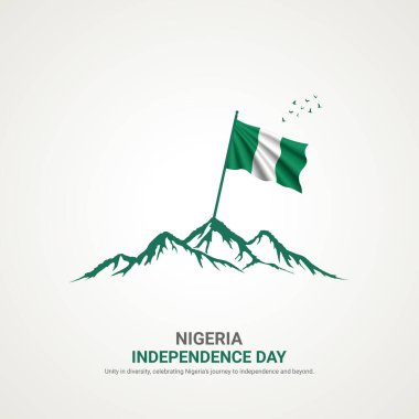 Nijerya 'nın bağımsızlık günü. Nijerya Bağımsızlık Günü yaratıcı reklam tasarımı. Sosyal medya paylaşımı, vektör, 3B illüstrasyon.