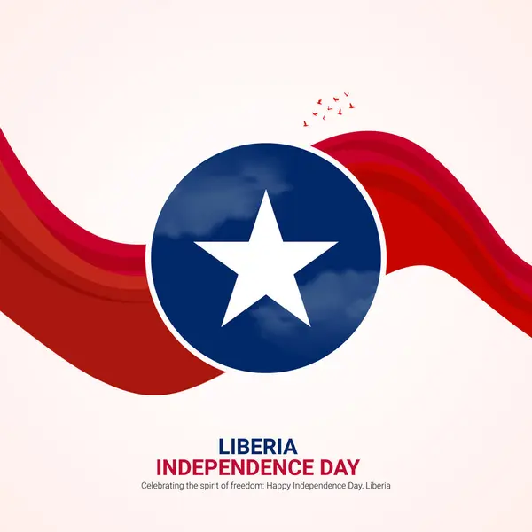 stock vector liberia independence day creative ads design. liberia independence day celebration, National Holiday on july 26. Waving flag. Vector illustration.