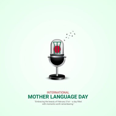 Uluslararası Ana Dil Günü yaratıcı reklamları. 21 Şubat Bangladeş Ana Dil Günü. poster, afiş vektör illüstrasyonu. Üç Boyut