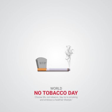 Dünya Tütünsüz Günü. World No-Tobacco Day yaratıcı reklamlar MMay 31 vektör, 3D illüstrasyon.