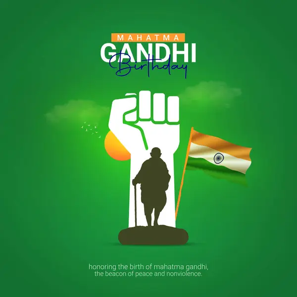 Mahatma Gandhi 'nin doğum günü. Mahatma Gandhi 'nin doğum günü sosyal medya reklamları için yaratıcı tasarımı