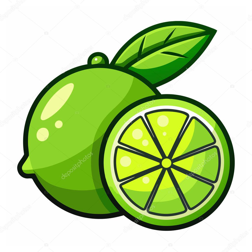 Lime fruit Vector Illustration isolated on white background
