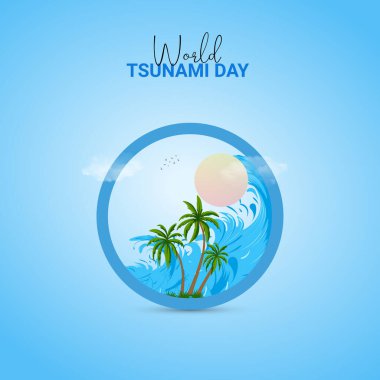 Dünya Tsunami Günü, Tsunami Günü yaratıcı vektör tasarımı konsepti.