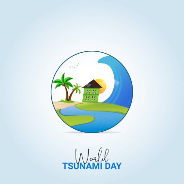 Dünya Tsunami Günü, Tsunami Günü yaratıcı vektör tasarımı konsepti.