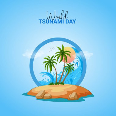 Dünya Tsunami Günü, Tsunami Günü yaratıcı vektör tasarımı konsepti.