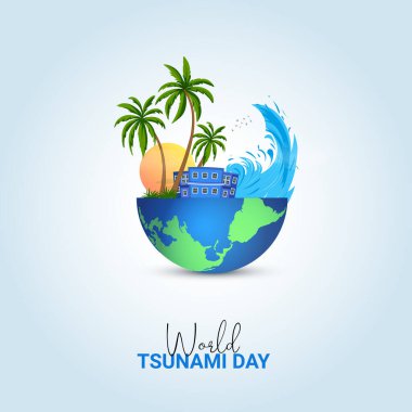Dünya Tsunami Günü, Tsunami Günü yaratıcı vektör tasarımı konsepti.